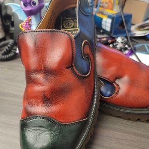Fluevog Made in England and still looking Fine.  in Red Blue and green leather